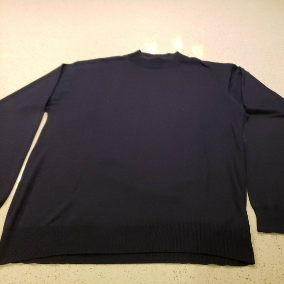 Anthology Mens L Sweater Navy blue Textured Long Sleeve 100% Silk - Picture 1 of 6